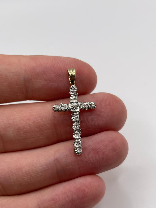 9ct gold diamond cross pendant