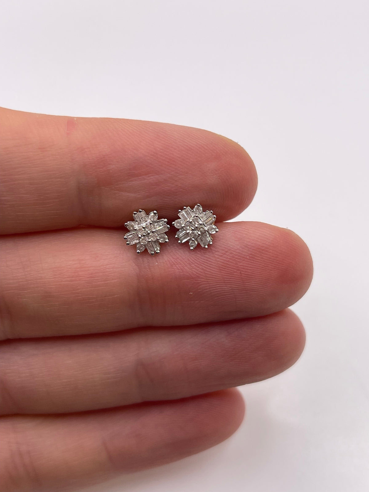 9ct gold diamond cluster earrings