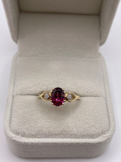 9ct gold tourmaline and diamond ring
