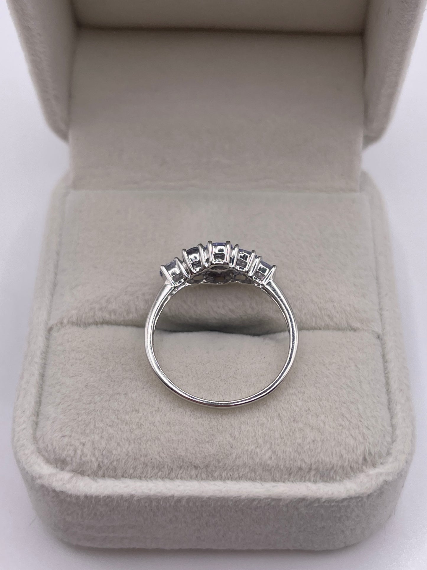 9ct white gold tanzanite cluster ring