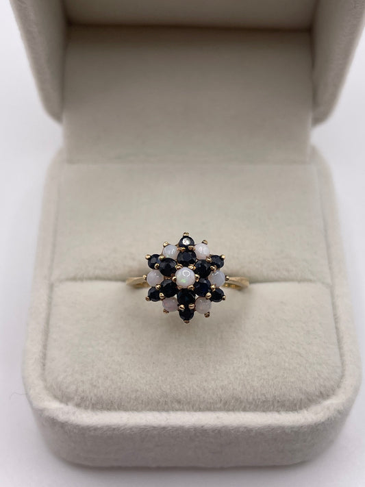9ct gold opal and sapphire ring