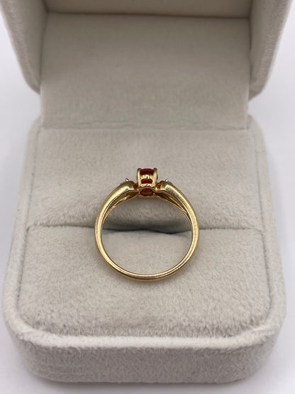 9ct gold fire opal and diamond ring