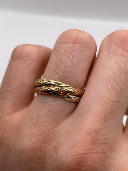 9ct tri gold band