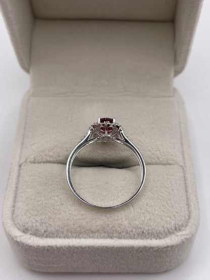 9ct white gold ruby and diamond ring