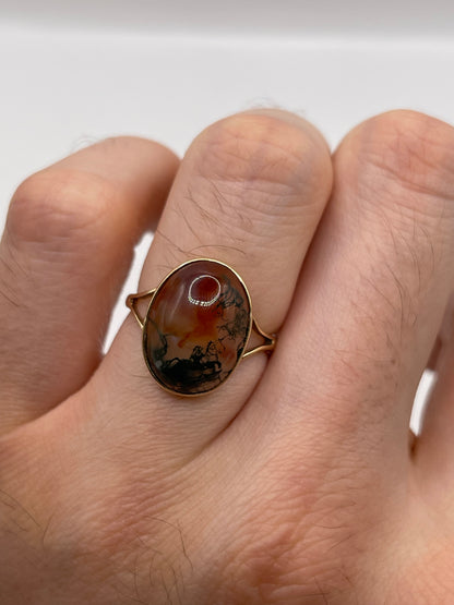 9ct gold moss agate ring