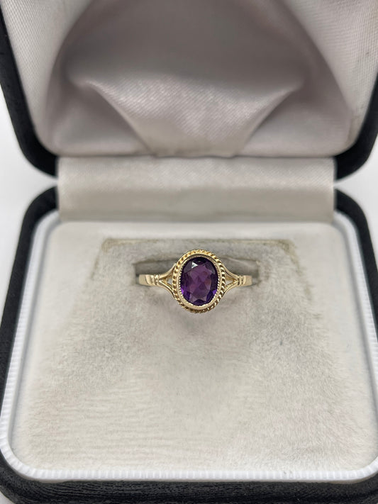 9ct gold amethyst ring