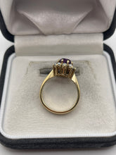 Load image into Gallery viewer, 9ct gold amethyst and pearl ring
