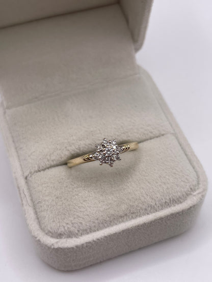 9ct gold diamond cluster ring