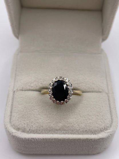 9ct gold sapphire and diamond ring