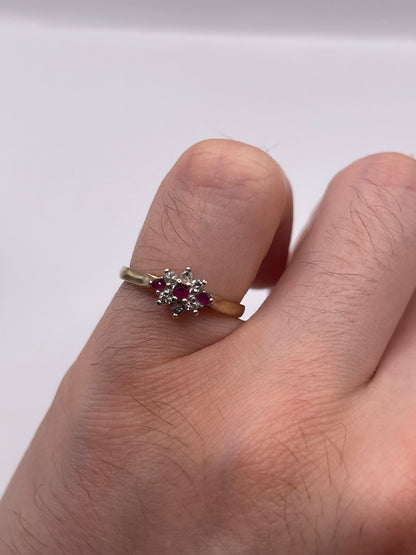 9ct gold ruby and diamond ring