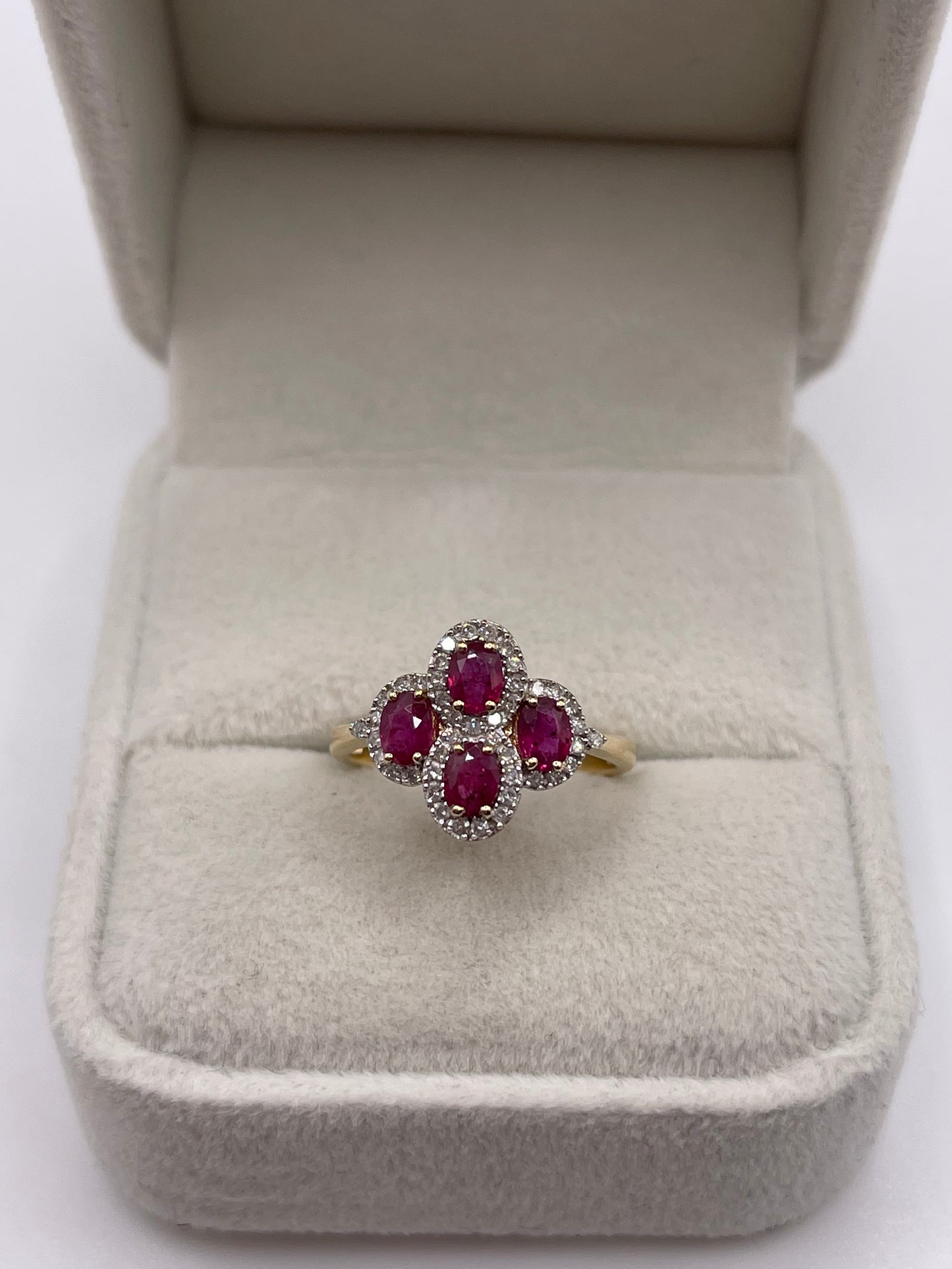 9ct gold ruby and diamond ring