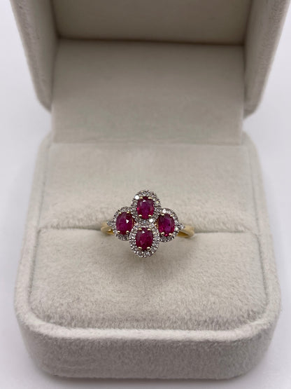 9ct gold ruby and diamond ring