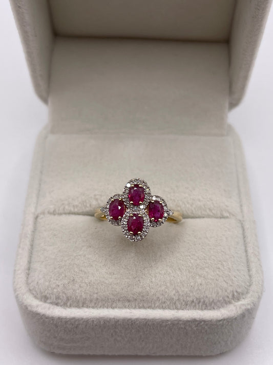 9ct gold ruby and diamond ring