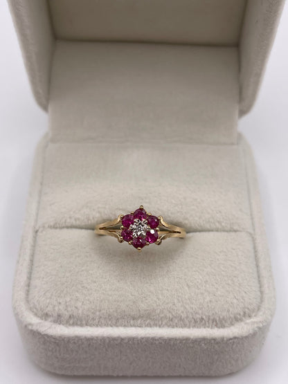 9ct gold ruby and diamond ring