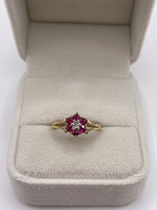 9ct gold ruby and diamond ring