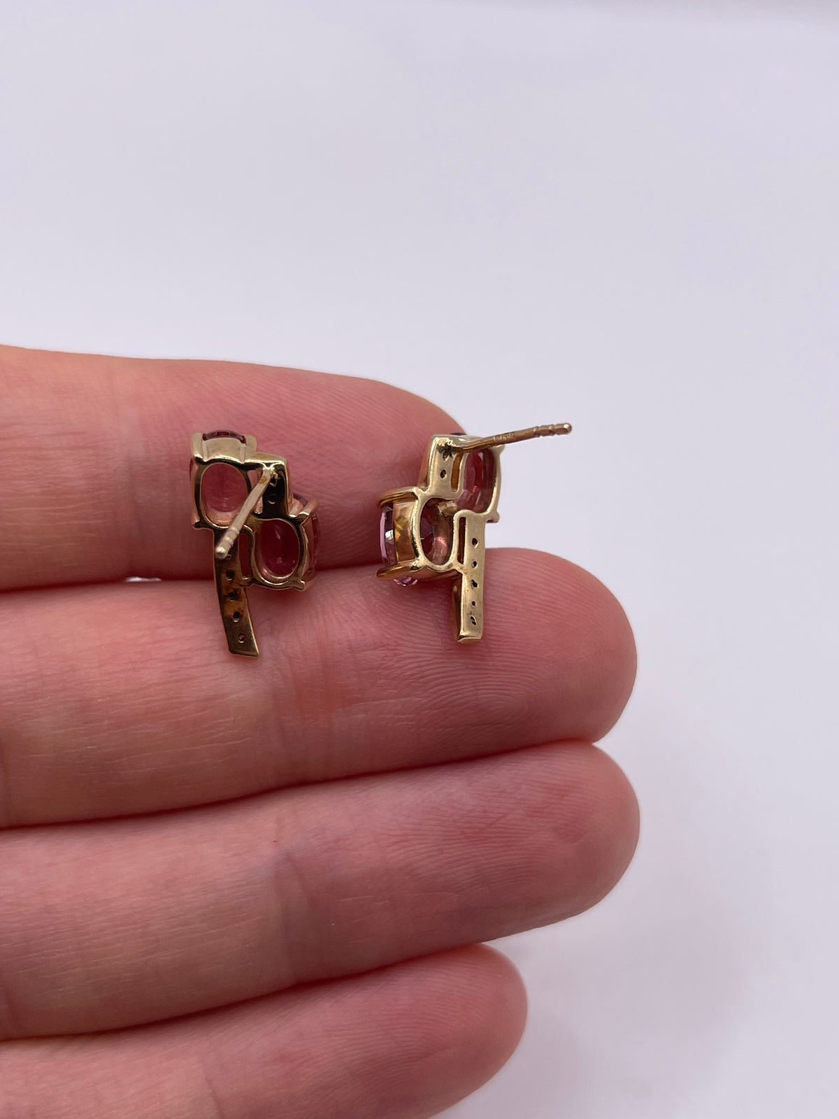 9ct gold tourmaline and diamond earrings