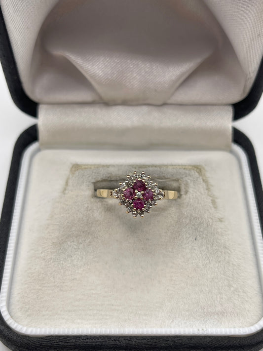 9ct gold ruby and diamond ring