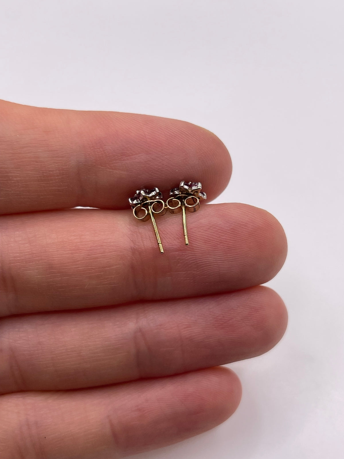 9ct gold ruby and diamond earrings