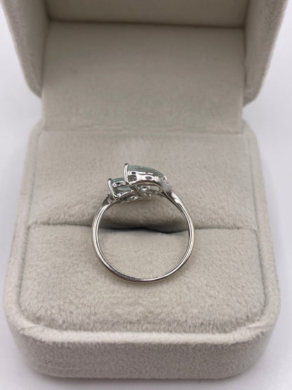9ct white gold tourmaline and diamond ring