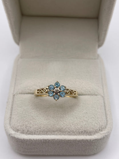 9ct gold topaz and diamond ring