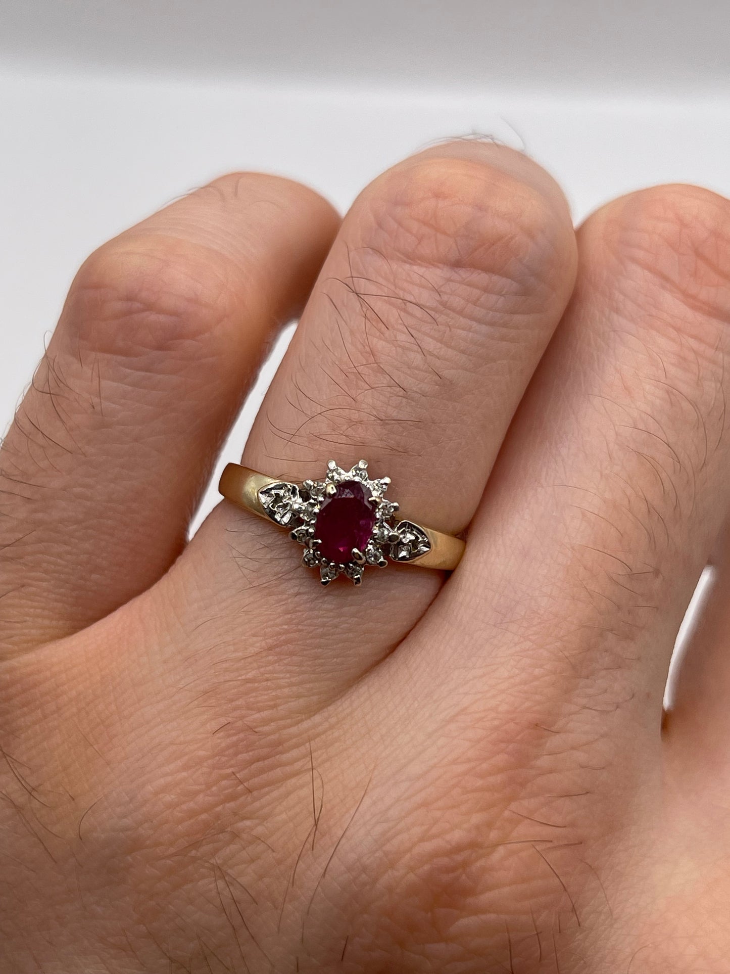 9ct gold ruby and diamond ring