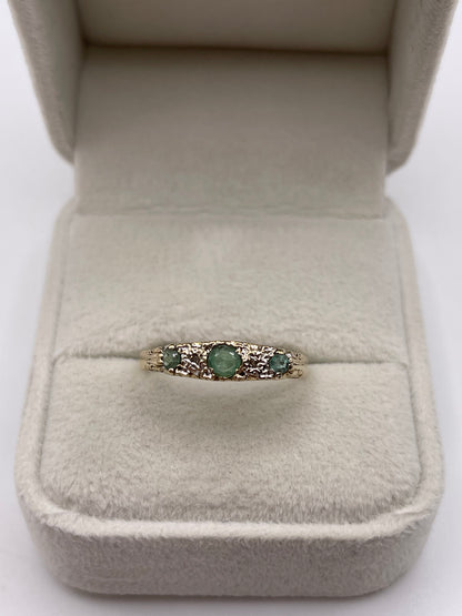 9ct gold emerald and diamond ring