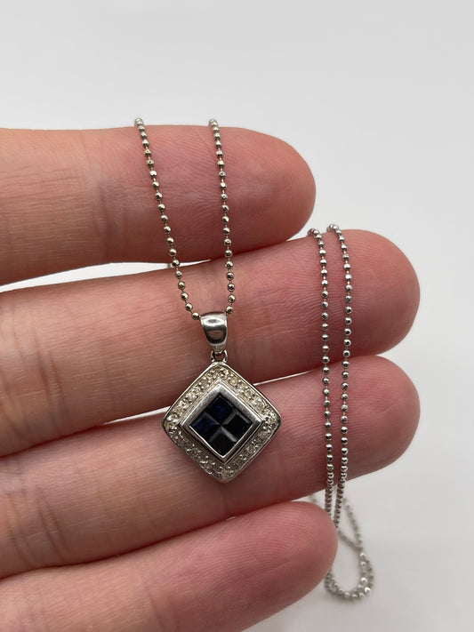 14ct gold sapphire and diamond necklace