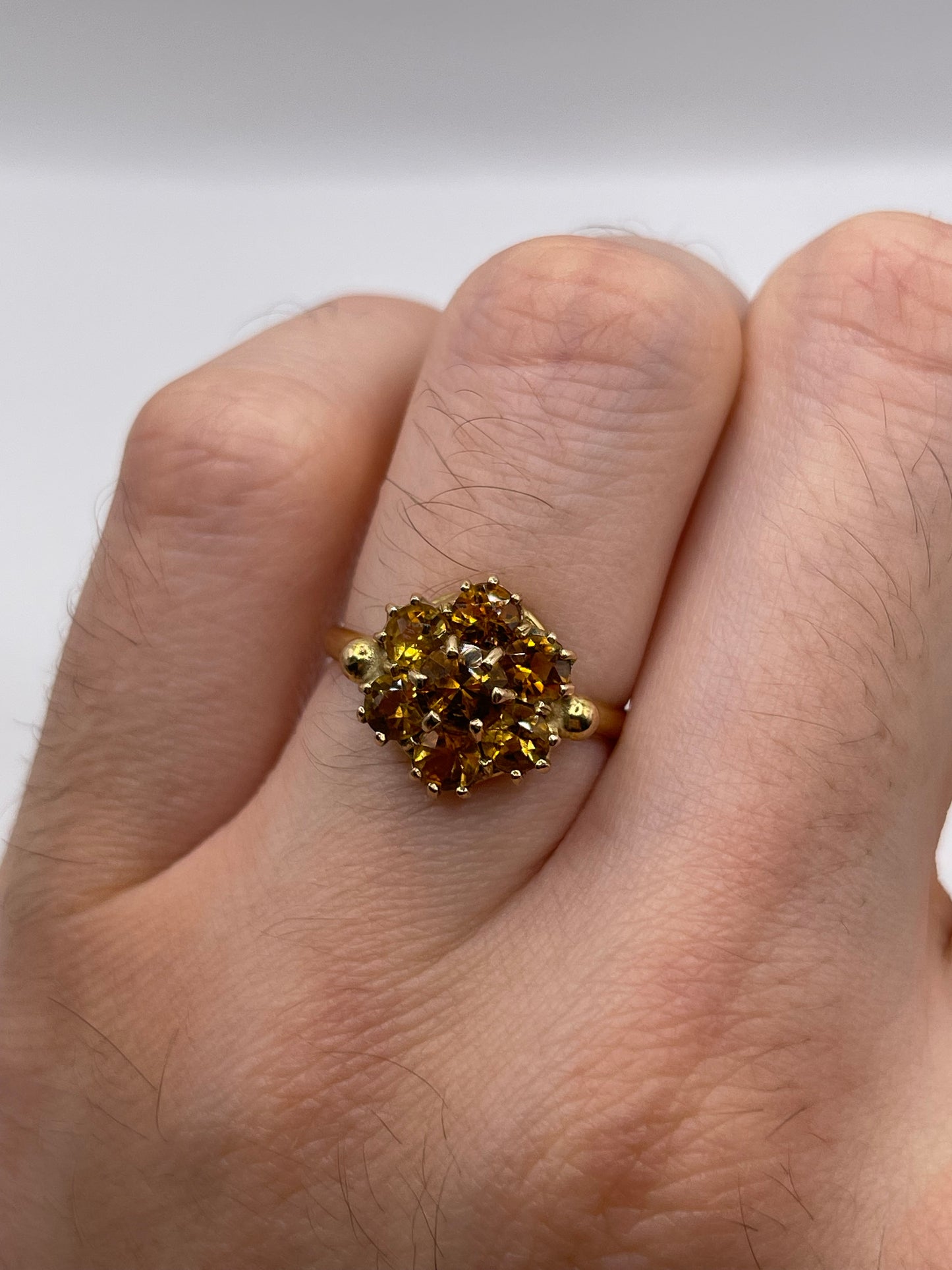 9ct gold citrine cluster ring