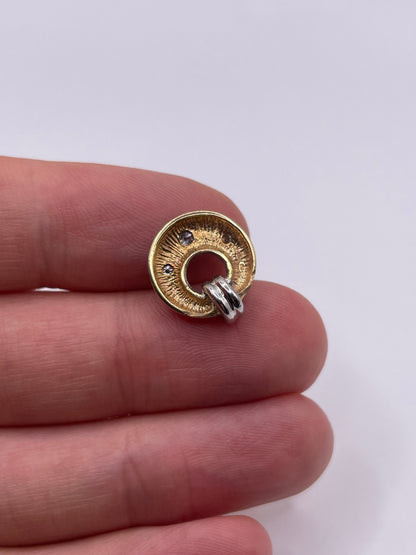9ct two tone gold diamond pendant