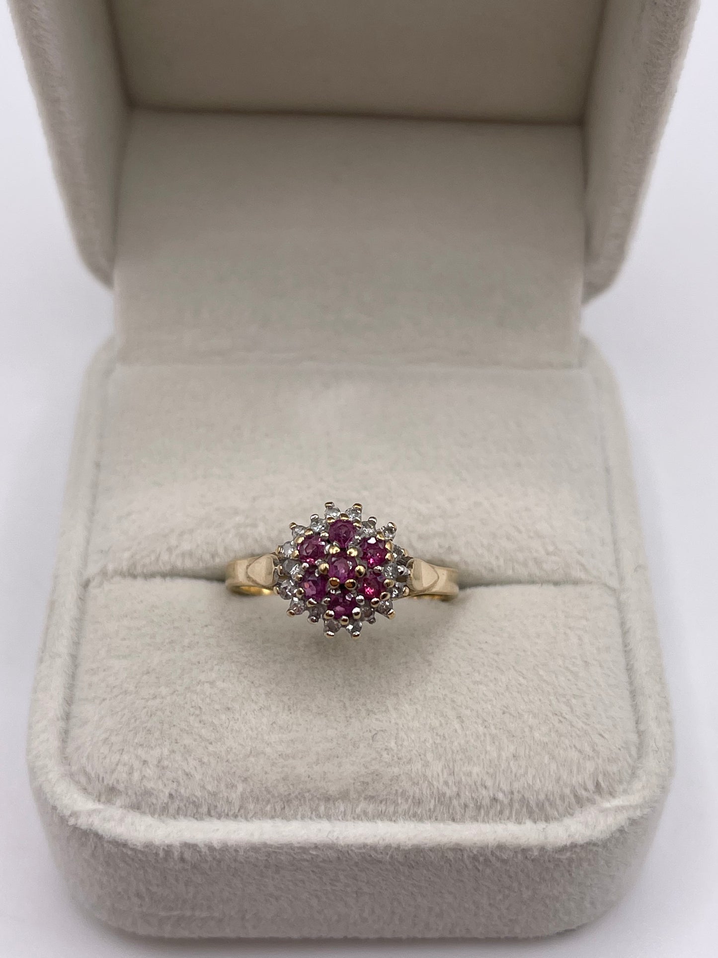 9ct gold ruby and diamond ring