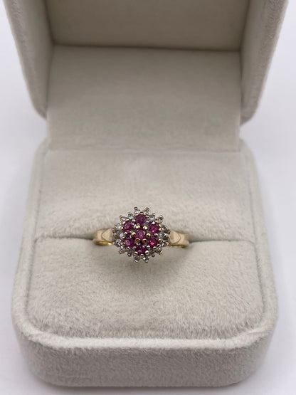 9ct gold ruby and diamond ring