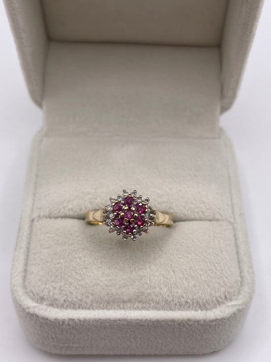 9ct gold ruby and diamond ring