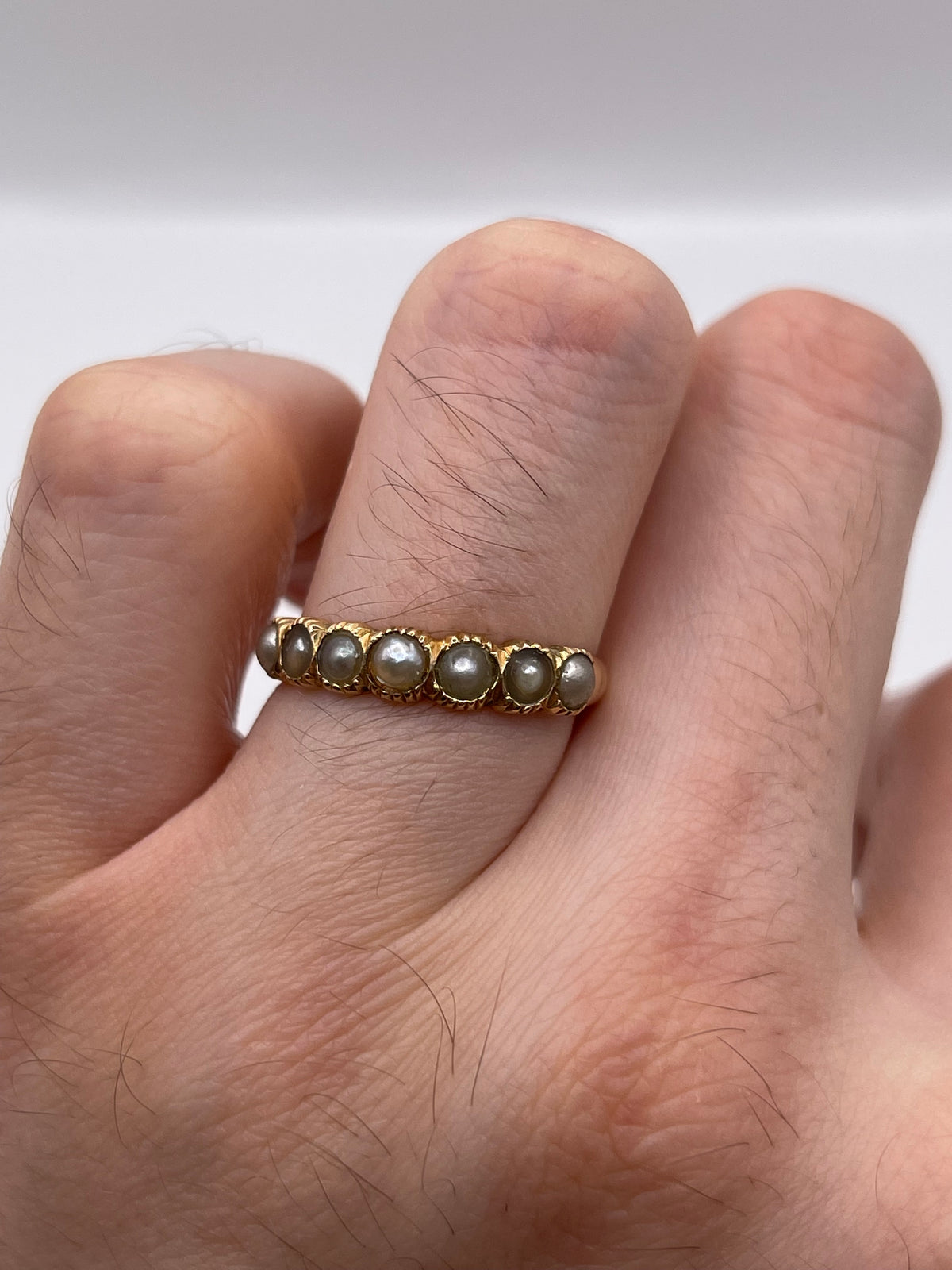 Antique 15ct rose gold pearl ring