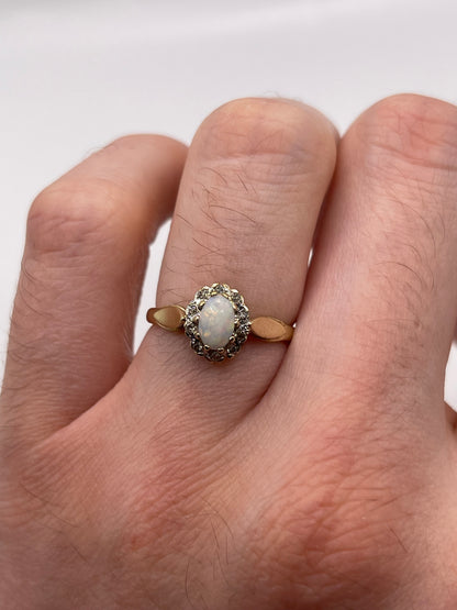 9ct gold opal and diamond ring