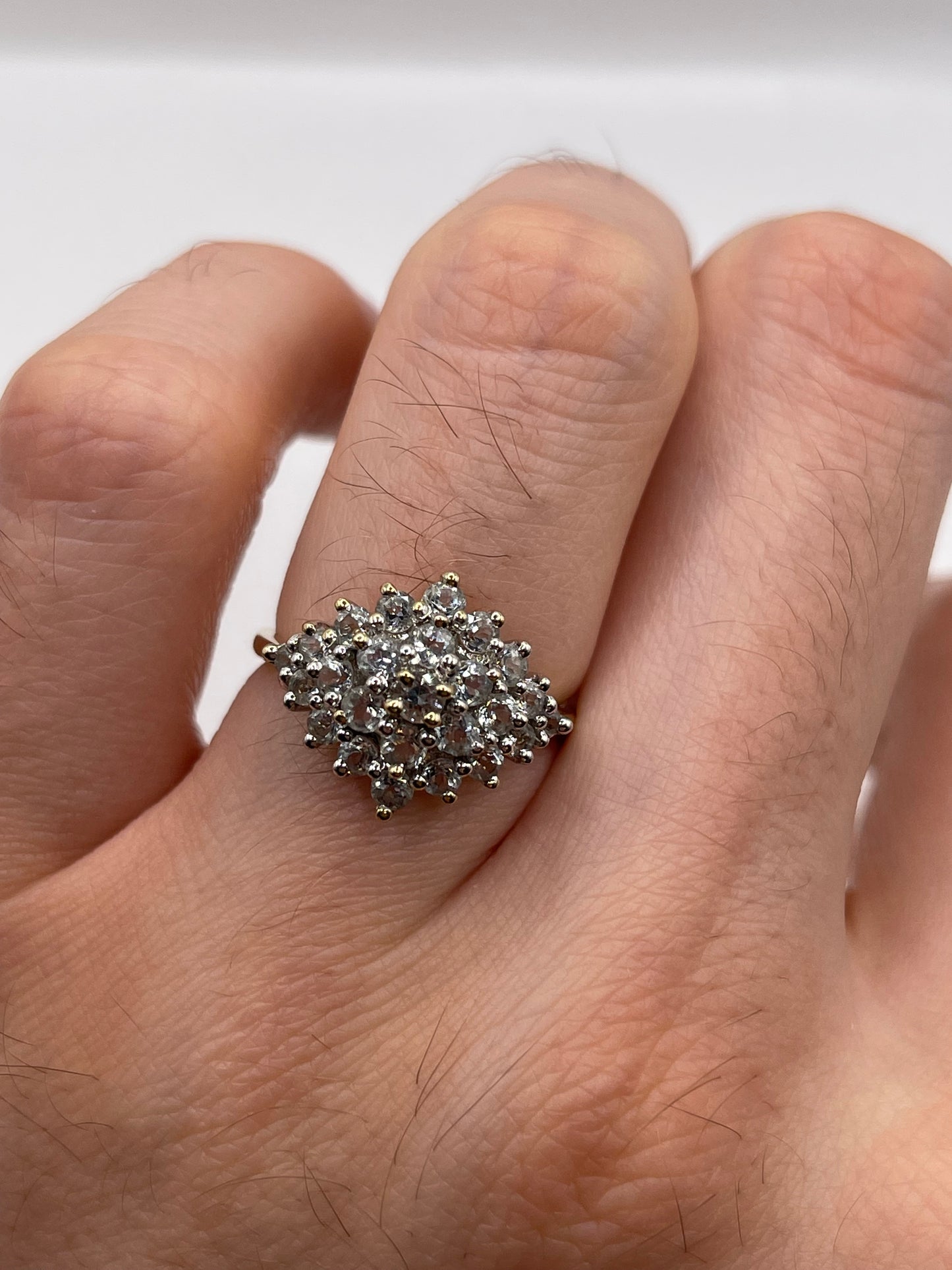 9ct gold aquamarine cluster ring