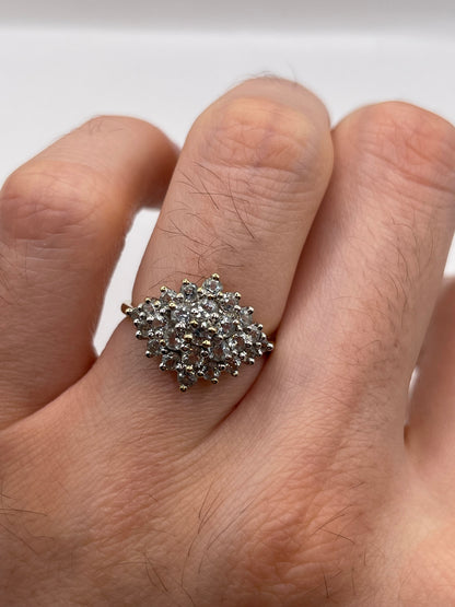 9ct gold aquamarine cluster ring