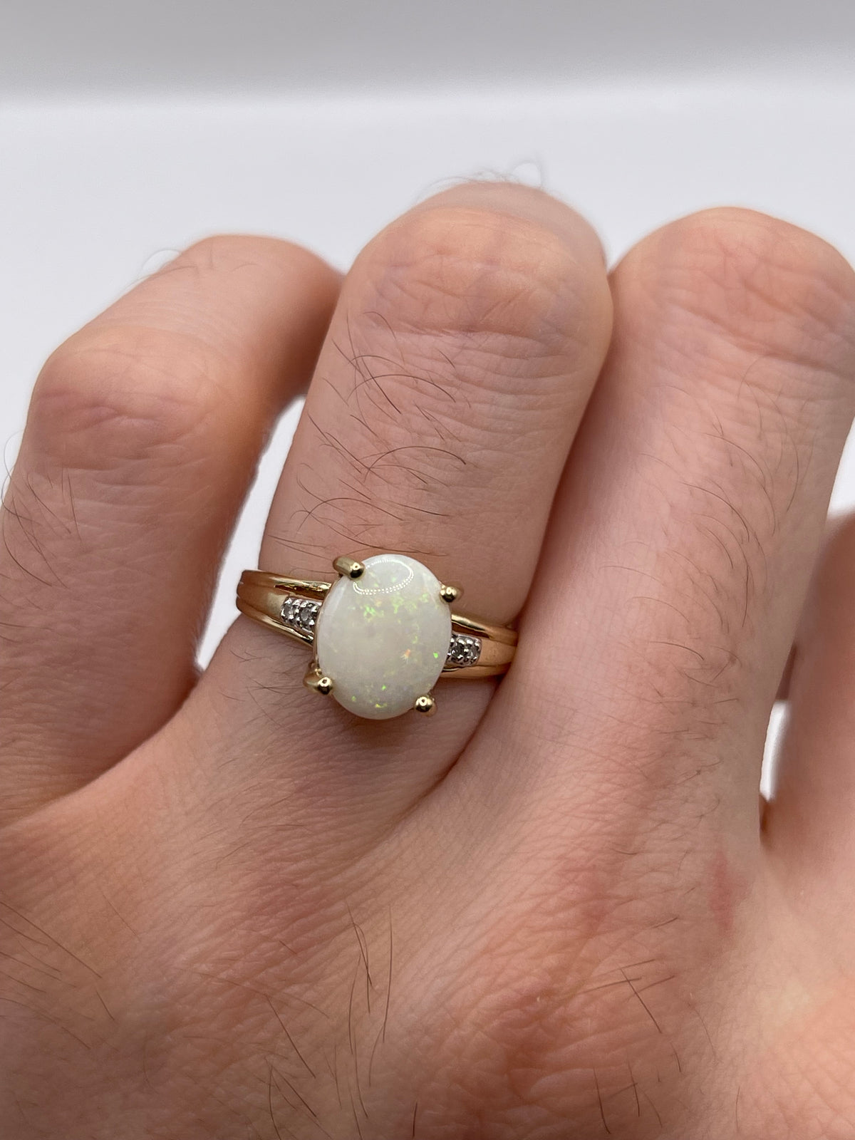 9ct gold opal and diamond ring