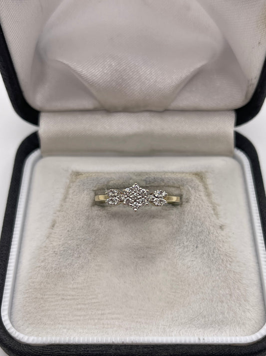 9ct gold diamond cluster ring
