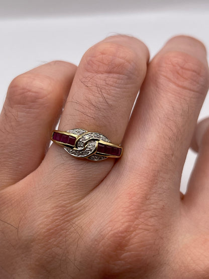 9ct gold ruby and diamond ring