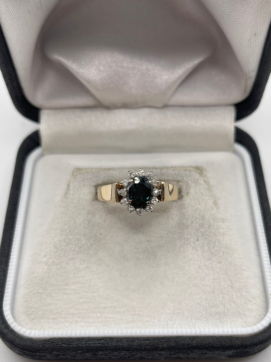 9ct gold sapphire and diamond ring