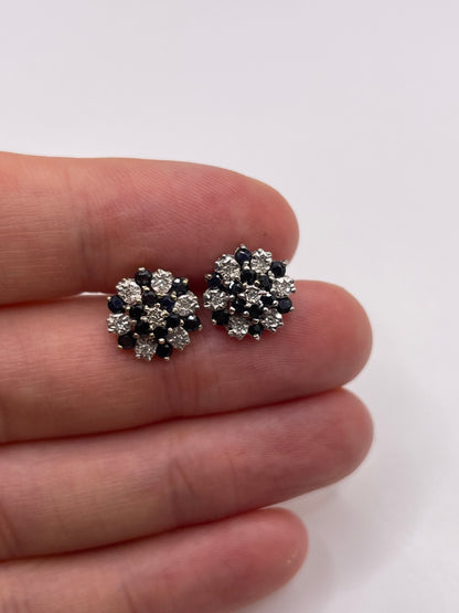 9ct gold sapphire and diamond earrings