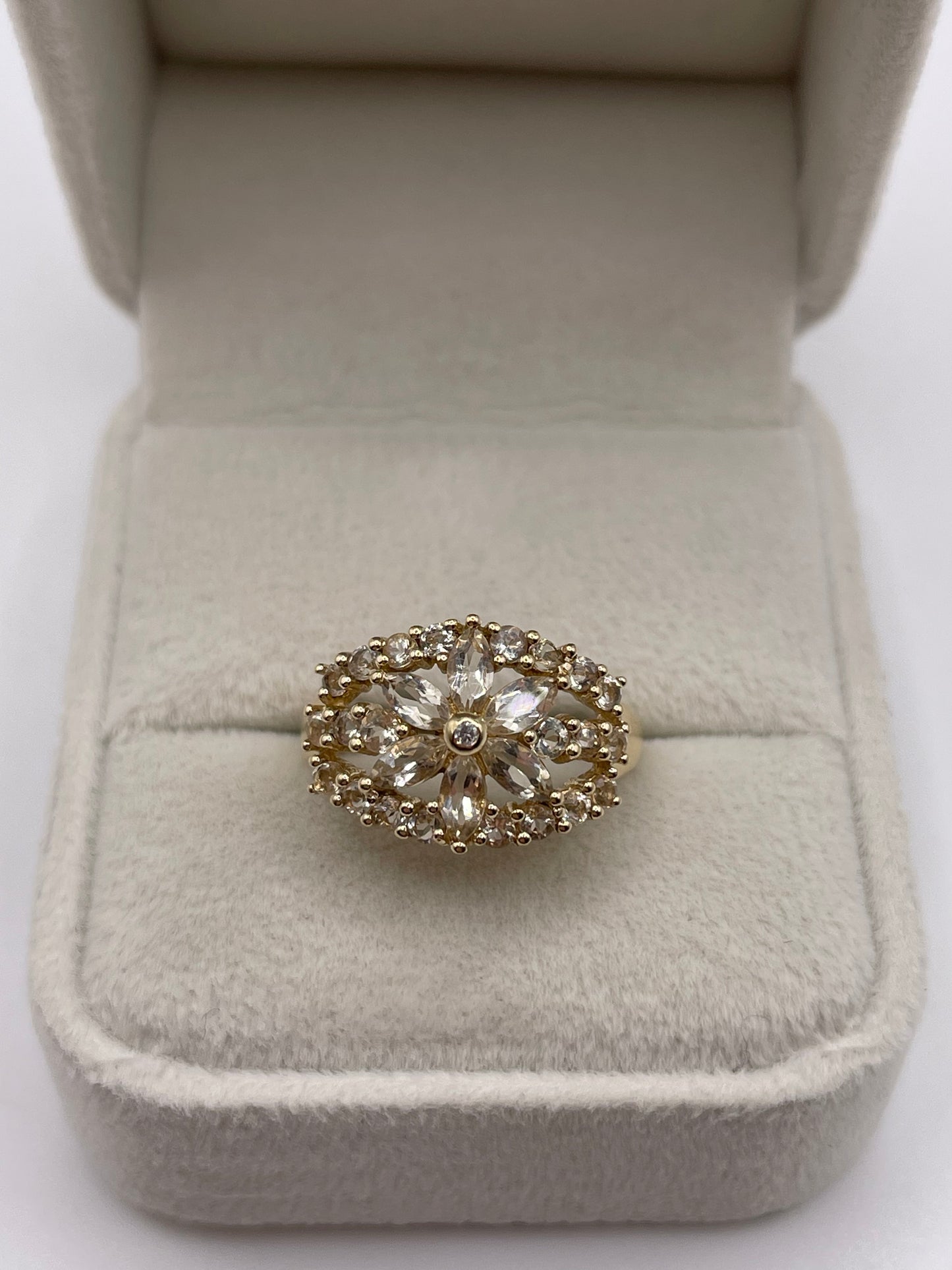 9ct gold peach morganite and diamond ring