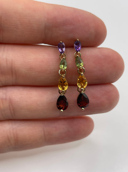 9ct gold multi gemstone earrings