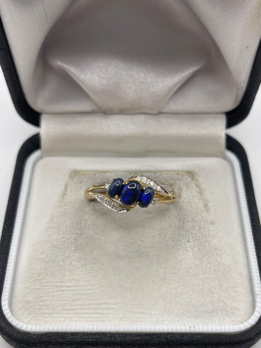 9ct gold opal and diamond ring