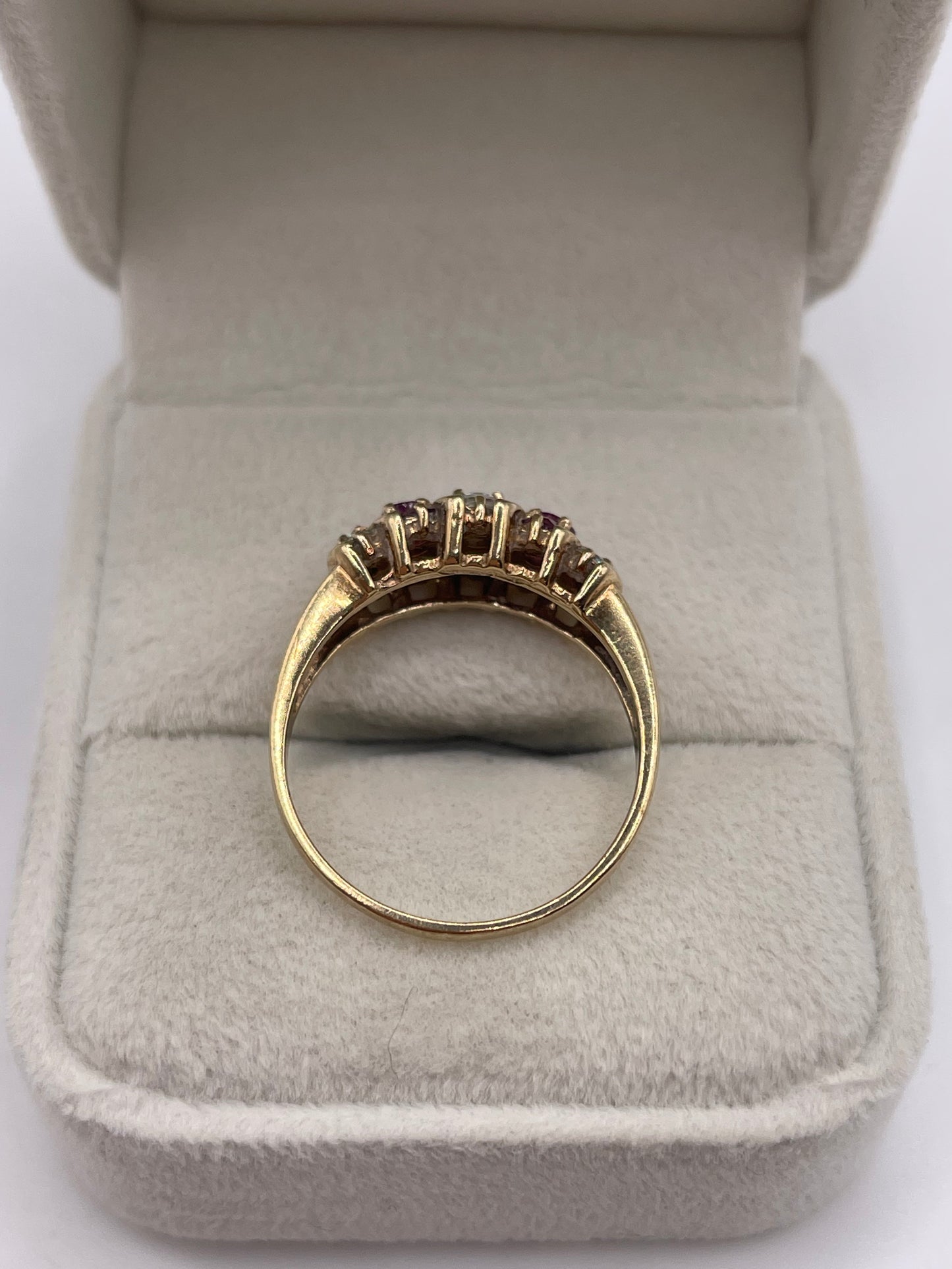 9ct gold ruby and cz ring