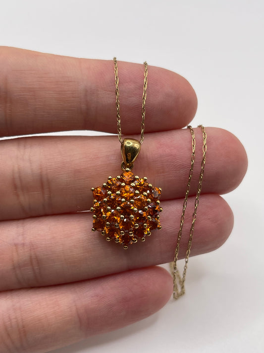 9ct gold citrine cluster necklace