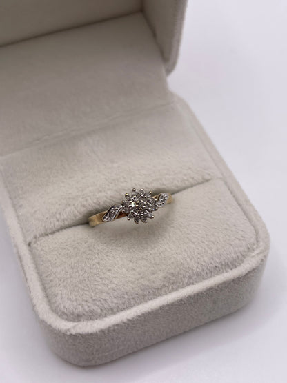 9ct gold diamond cluster ring