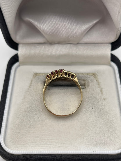 9ct gold ruby and diamond ring