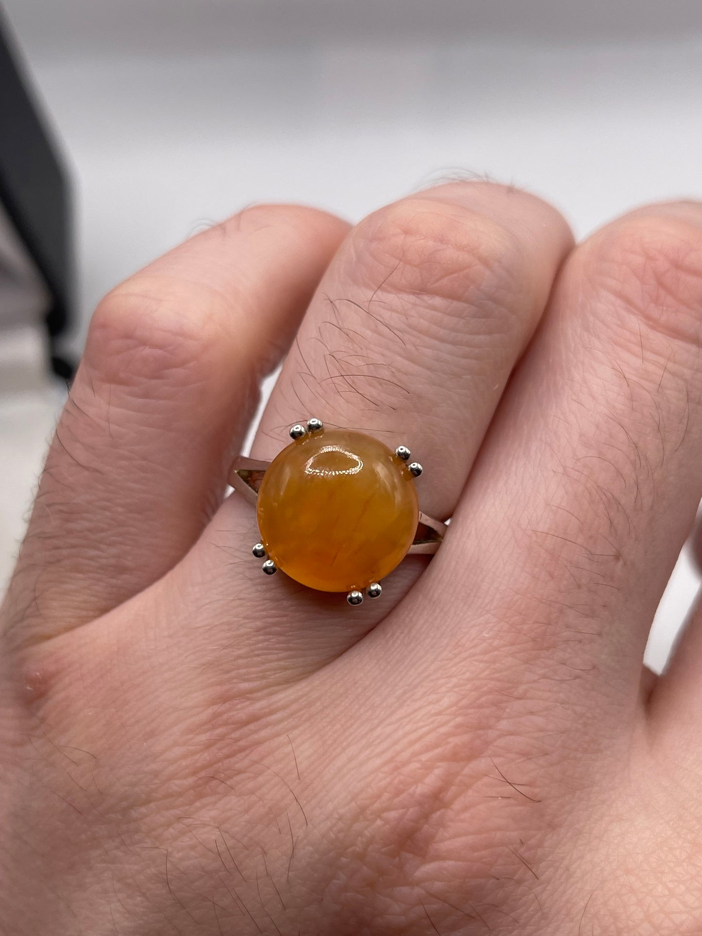 Silver gemstone ring