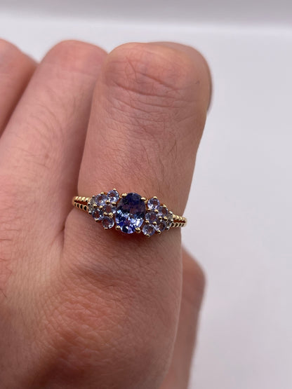 14ct gold tanzanite and diamond ring